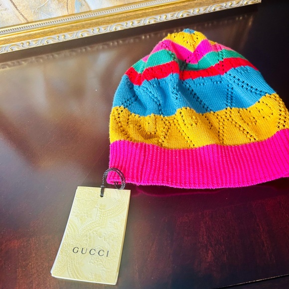GUCCI COTTON KNIT HAT MULTICOLOR S - Picture 2 of 4